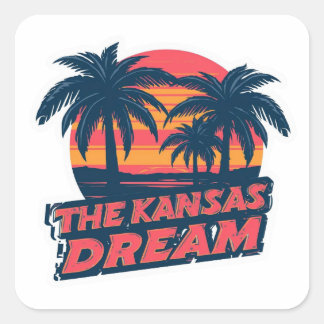 Adesivo Quadrado O Verão Retro Americano do Sonho do Kansas