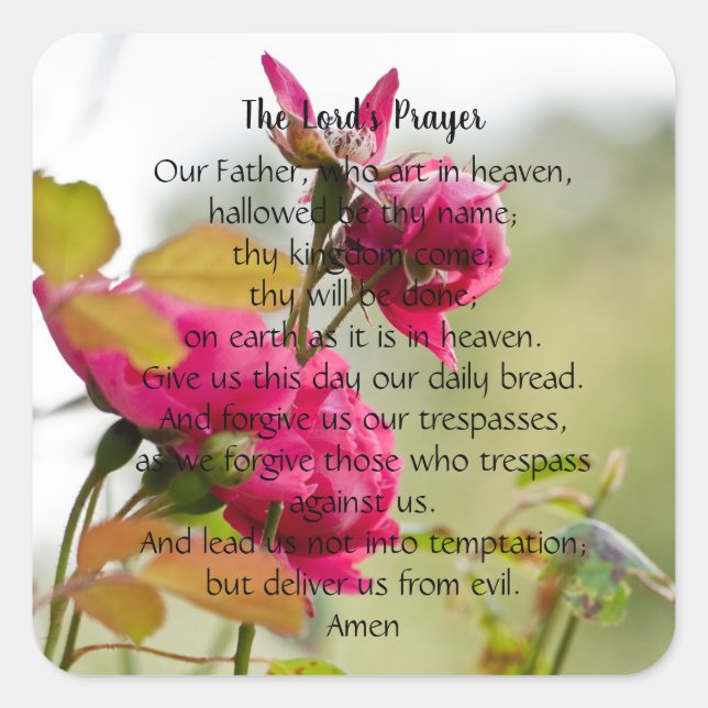 Adesivo Quadrado O Vinheta de Oração do Senhor (Frente)