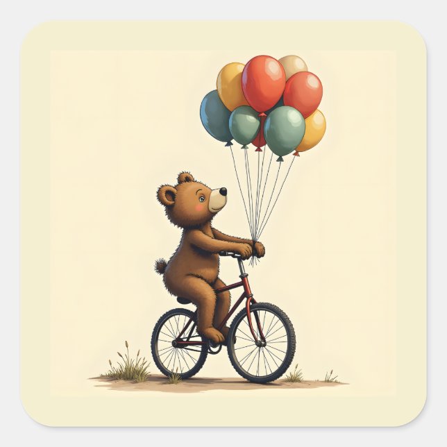 Adesivo Quadrado O Vinheta Joyful do Urso (Frente)