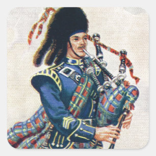 Adesivo Quadrado O vintage Scotland, segue os Bagpipes