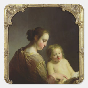 Adesivo Quadrado O Virgin que ensina o cristo infantil para ler