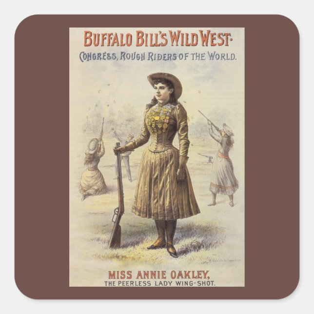 Adesivo Quadrado O Wild West Show de Buffalo Bill com Annie Oakley (Frente)