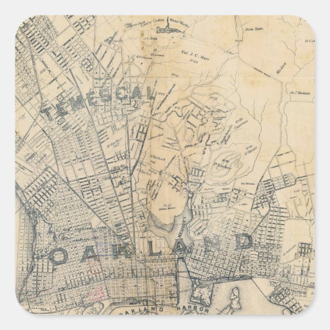 Adesivo Quadrado Oakland, Berkeley, Alameda (Frente)