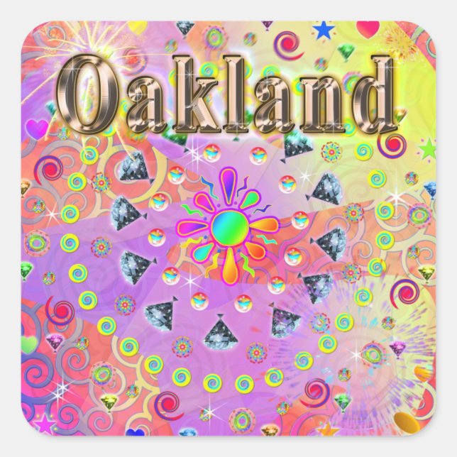 Adesivo Quadrado Oakland Lucky Ouro Sticker (Frente)