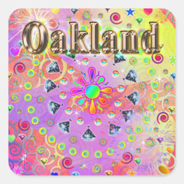 Adesivo Quadrado Oakland Lucky Ouro Sticker