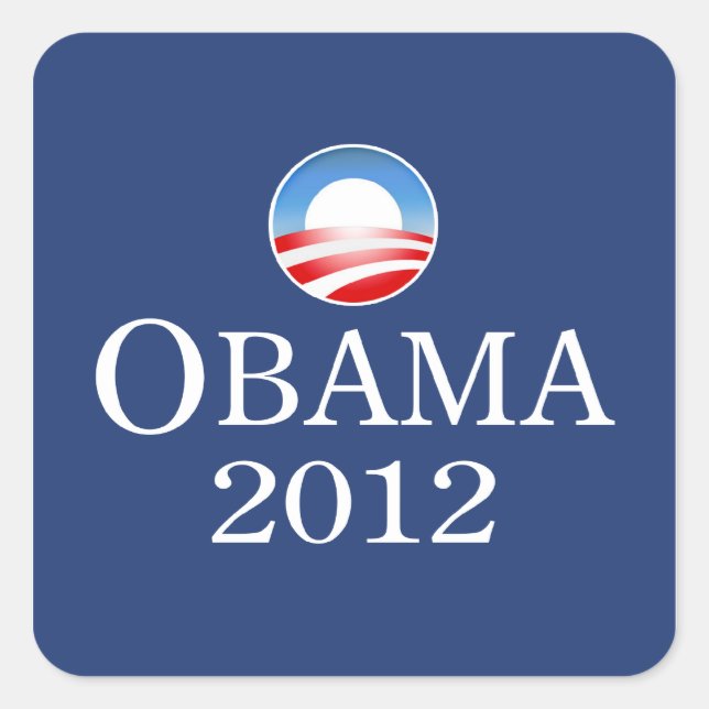 Adesivo Quadrado Obama 2012 Square Sticker (Frente)