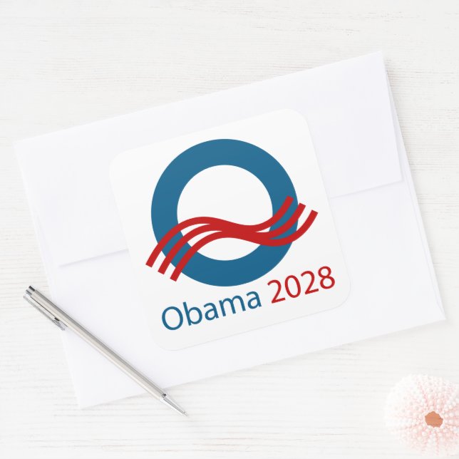 Adesivo Quadrado Obama para o Presidente 2028 (Envelope)
