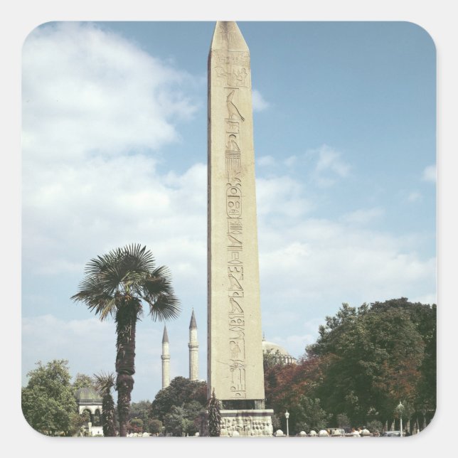 Adesivo Quadrado Obelisco de Theodosius I, com base romana (Frente)