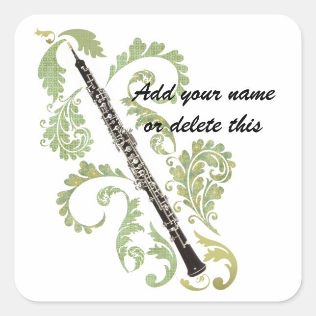 Adesivo Quadrado Oboe e Folhagem (Frente)