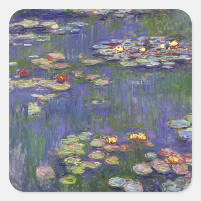 Adesivo Quadrado Obra-Prima de Monet Ninféias Pintura (Frente)