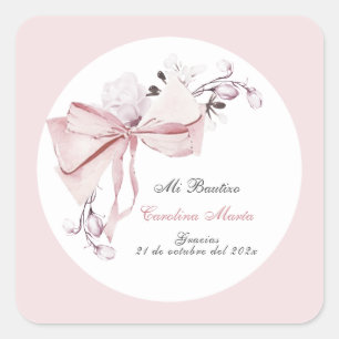 Adesivo Quadrado Obrigada Batizado Menina