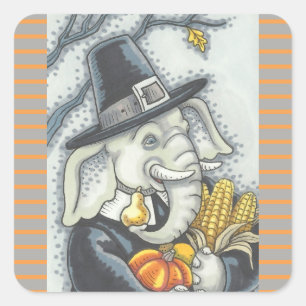 ADESIVO QUADRADO OBRIGADO A PACHYDERM, PILGRIM ELEPHANT STICKERS