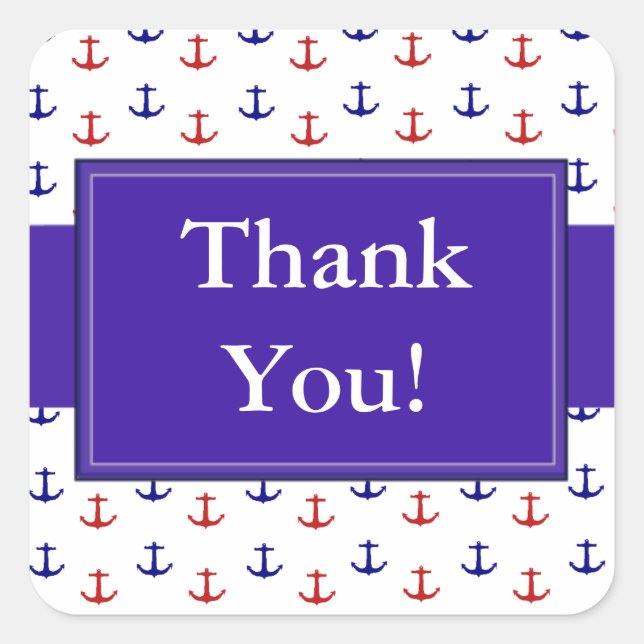 Adesivo Quadrado Obrigado A Vinheta De Âncoras Náuticas (Frente)