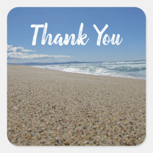 Adesivo Quadrado Obrigado Agradeço À Praia Da Costa Do Oceano Pac