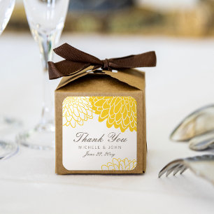 Adesivo Quadrado Obrigado amarelo branco do crisântemo você