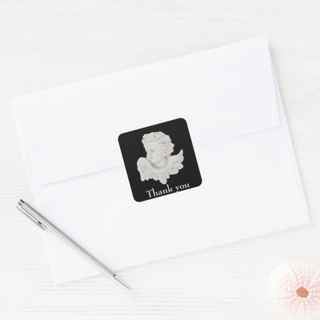 Adesivo Quadrado Obrigado Angel. (Envelope)