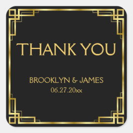 Adesivo Quadrado Obrigado Art Deco Black E Dourado Stickers