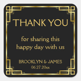 Adesivo Quadrado Obrigado Art Deco Black Square Stickers