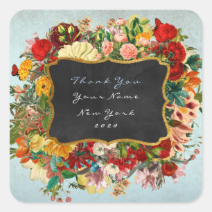 Adesivo Quadrado Obrigado as cinzas azuis sujas barrocos do