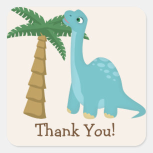 Adesivo Quadrado Obrigado azul bonito do dinossauro você