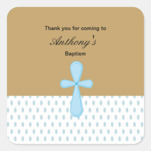 Adesivo Quadrado Obrigado azul dos meninos das bolinhas você