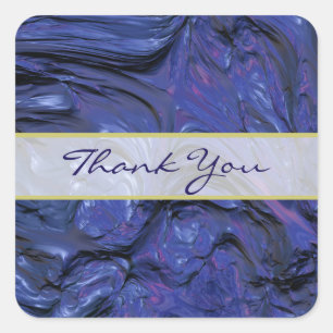Adesivo Quadrado Obrigado azul roxo da pintura da textura pesada