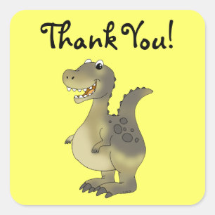 Adesivo Quadrado Obrigado bonito do dinossauro dos desenhos