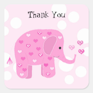 Adesivo Quadrado Obrigado bonito do elefante do bebê você