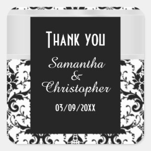 Adesivo Quadrado Obrigado branco e preto