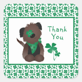 Adesivo Quadrado Obrigado, Cão Shamrock Green