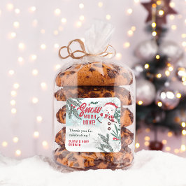 Adesivo Quadrado Obrigado chá de fraldas de gelo de pinheiro verde