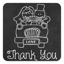 Obrigado Chalkboard Bride & Groom Wedker Sticker