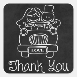 Adesivo Quadrado Obrigado Chalkboard Bride & Groom Wedker Sticker