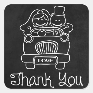 Adesivo Quadrado Obrigado Chalkboard Bride & Groom Wedker Sticker