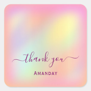 Adesivo Quadrado Obrigado, Chame Holographic Sweet. 16º