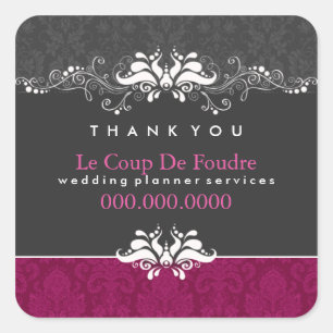Adesivo Quadrado Obrigado cinzento do planejador do casamento tema