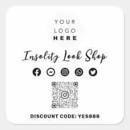 Adesivo Quadrado Obrigado CÓDIGO QR Logotipo Código de Desconto Pre