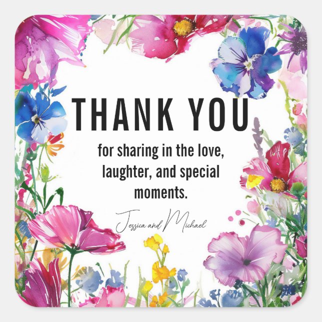 Adesivo Quadrado Obrigado 🌻 💗 Coleção de Sangue 🌹 Prados (Frente)