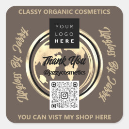 Adesivo Quadrado Obrigado comercial Logotipo do Código QR Mapa mund