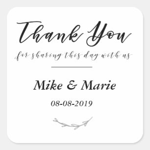 Adesivo Quadrado Obrigado compartilhando deste dia connosco