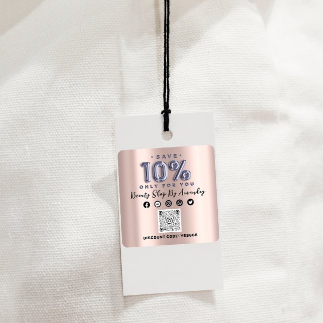 Adesivo Quadrado Obrigado Comprando 10% do Rosa QR CODE Lilac (Criador carregado)