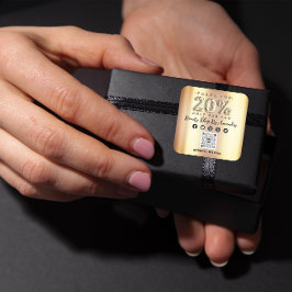Adesivo Quadrado Obrigado Comprando 20% de Falso CÓDIGO QR Dourado