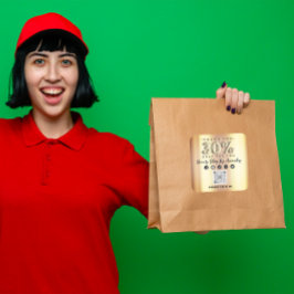 Adesivo Quadrado Obrigado Comprando 30% de Falso CÓDIGO QR Dourado