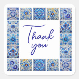 Adesivo Quadrado Obrigado de armação de azulejos mediterrâneos