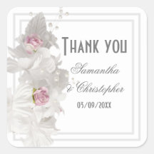 Obrigado de casamento floral branco