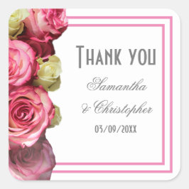 Adesivo Quadrado Obrigado de casamento rosa rosa-rosa-rosa