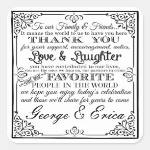 Adesivo Quadrado Obrigado de casamento, seus adesivos, Sr. Deputado