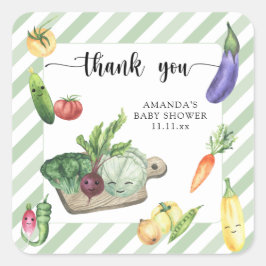 Adesivo Quadrado Obrigado de chá de fraldas cultivado localmente