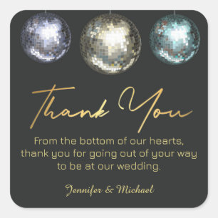 Adesivo Quadrado obrigado de chic você 3 bolas de disco casamento o