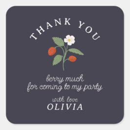 Adesivo Quadrado Obrigado de marinho de morango